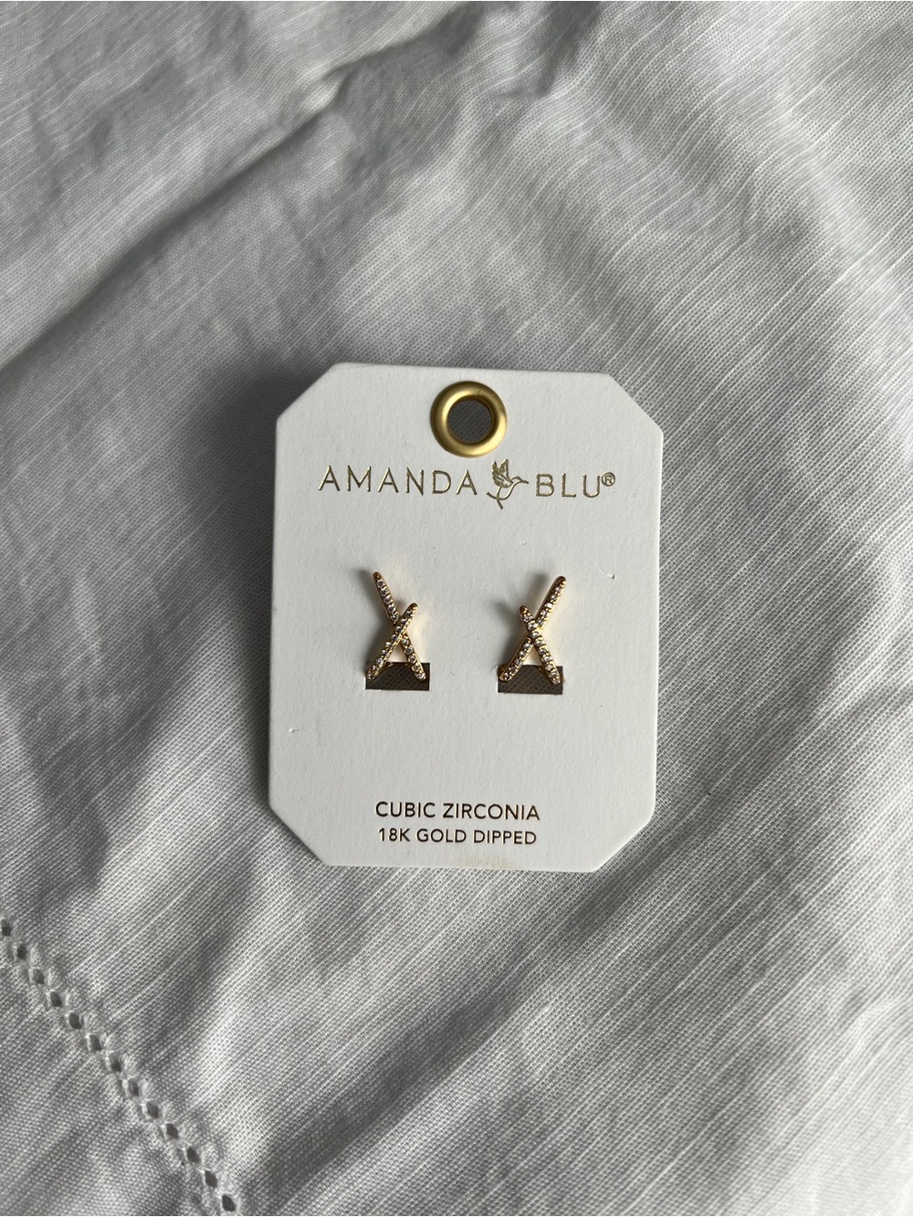 18K Gold-Dipped X Cubic Zirconia Stud Earrings - Gold